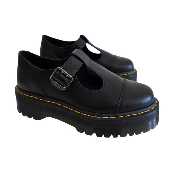 Dr. Martens Bethan T-Bar Platform Black Mary Jane Shoes...